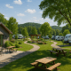 Lush RV park with vibrant community spaces