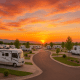 Tranquil sunset over a modern RV park