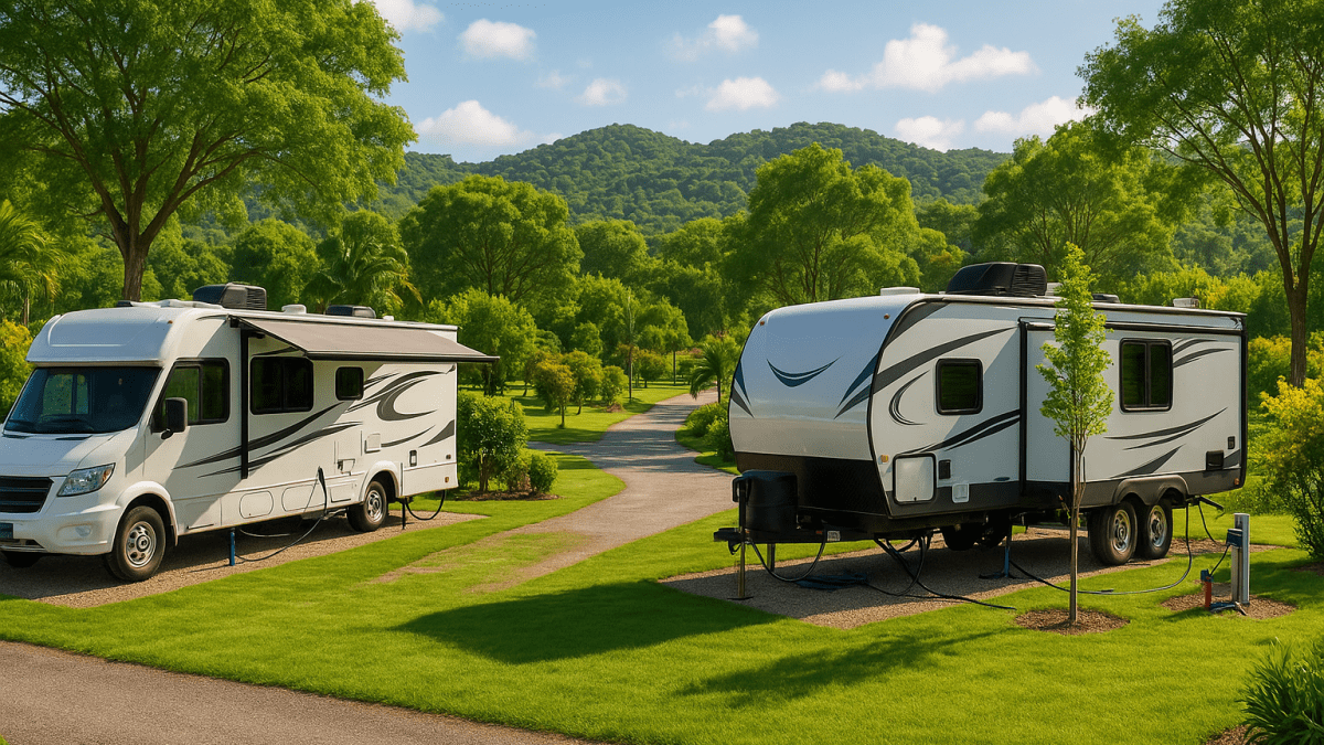 Modern RVs Amidst Lush Landscapes
