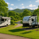 Modern RVs Amidst Lush Landscapes