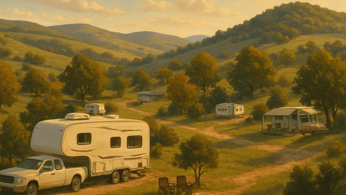Serene RV retreat amidst Texas hills