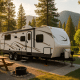 RV nestled in tranquil campground oasis