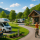 Modern RV park with vibrant scenery